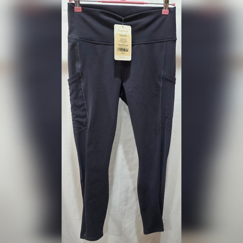 Fabletics Mila Powerhold High-Waisted Pocket Legging Dark Gray (Iron) Size Large